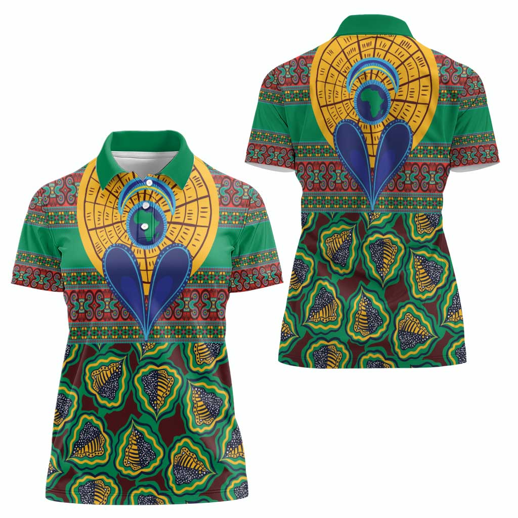 African Pattern Traditional Kanga Style Women Polo Shirt - Wonder Print Shop