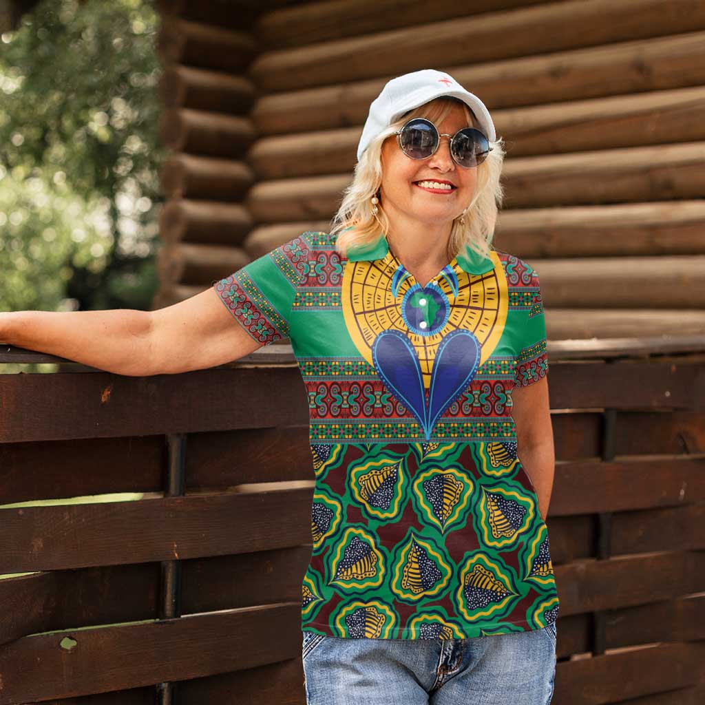 African Pattern Traditional Kanga Style Women Polo Shirt - Wonder Print Shop