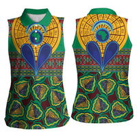 African Pattern Traditional Kanga Style Women Sleeveless Polo Shirt - Wonder Print Shop