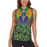 African Pattern Traditional Kanga Style Women Sleeveless Polo Shirt - Wonder Print Shop