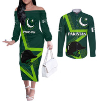 pakistan-cricket-helmet-couples-matching-off-the-shoulder-long-sleeve-dress-and-long-sleeve-button-shirts-proud-shaheen-falcon-star-and-crescent