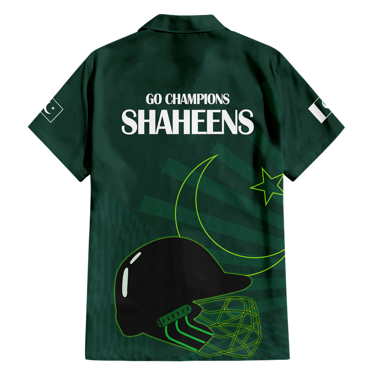 Pakistan Cricket Helmet Hawaiian Shirt Proud Shaheen Falcon Star and Crescent - Wonder Print Shop