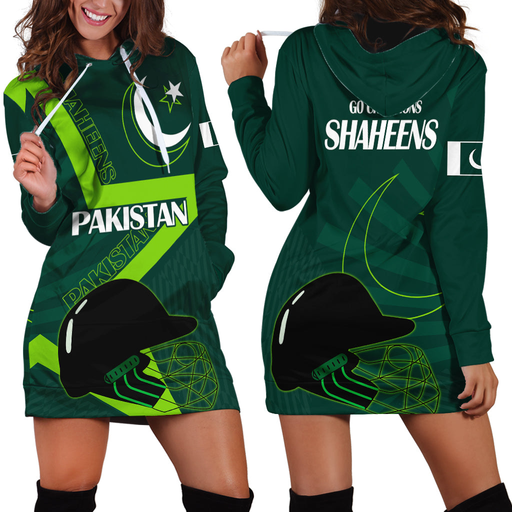 Pakistan Cricket Helmet Hoodie Dress Proud Shaheen Falcon Star and Crescent - Wonder Print Shop