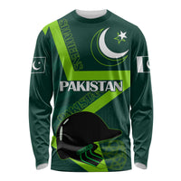 Pakistan Cricket Helmet Long Sleeve Shirt Proud Shaheen Falcon Star and Crescent - Wonder Print Shop