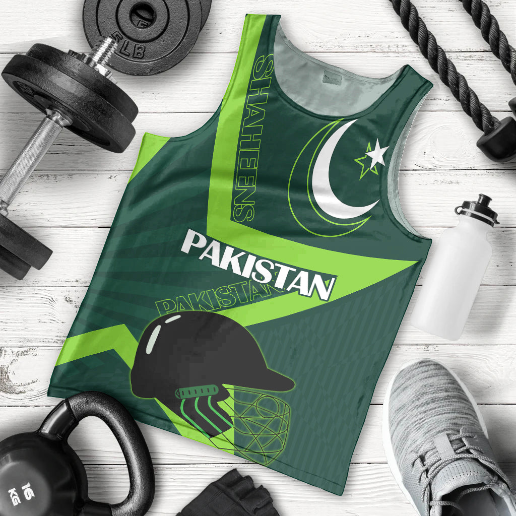 Pakistan Cricket Helmet Men Tank Top Proud Shaheen Falcon Star and Crescent - Wonder Print Shop