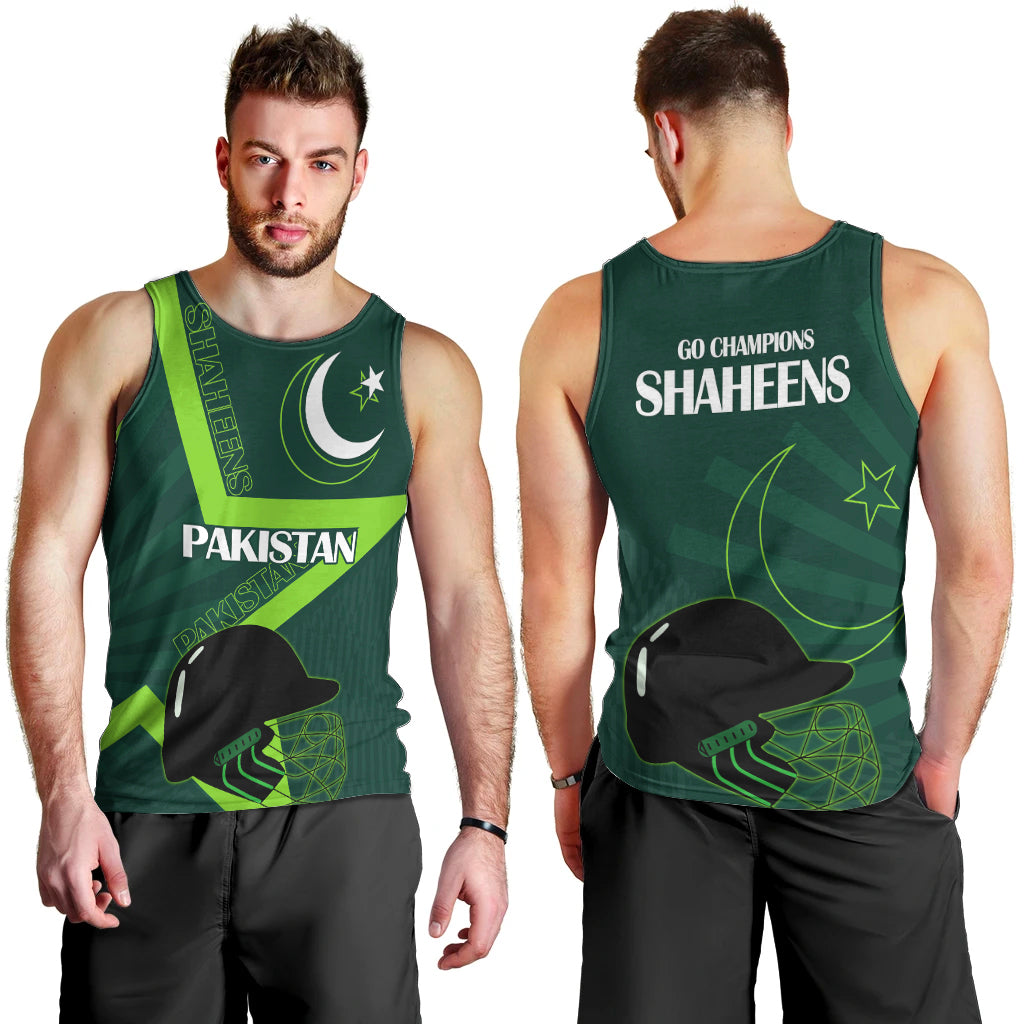 Pakistan Cricket Helmet Men Tank Top Proud Shaheen Falcon Star and Crescent - Wonder Print Shop