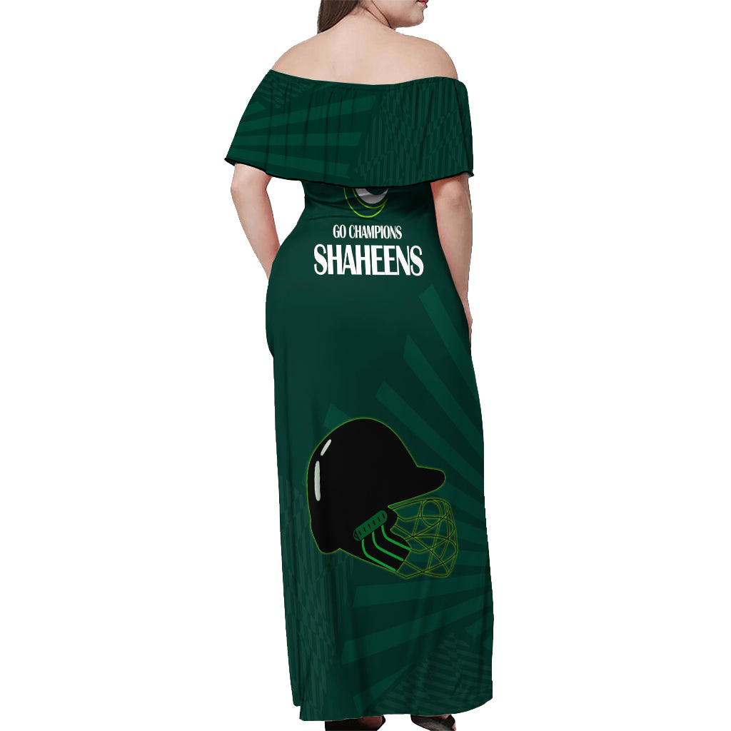 Pakistan Cricket Helmet Off Shoulder Maxi Dress Proud Shaheen Falcon Star and Crescent - Wonder Print Shop