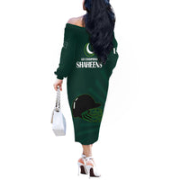 Pakistan Cricket Helmet Off The Shoulder Long Sleeve Dress Proud Shaheen Falcon Star and Crescent - Wonder Print Shop