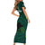 Pakistan Cricket Helmet Short Sleeve Bodycon Dress Proud Shaheen Falcon Star and Crescent - Wonder Print Shop