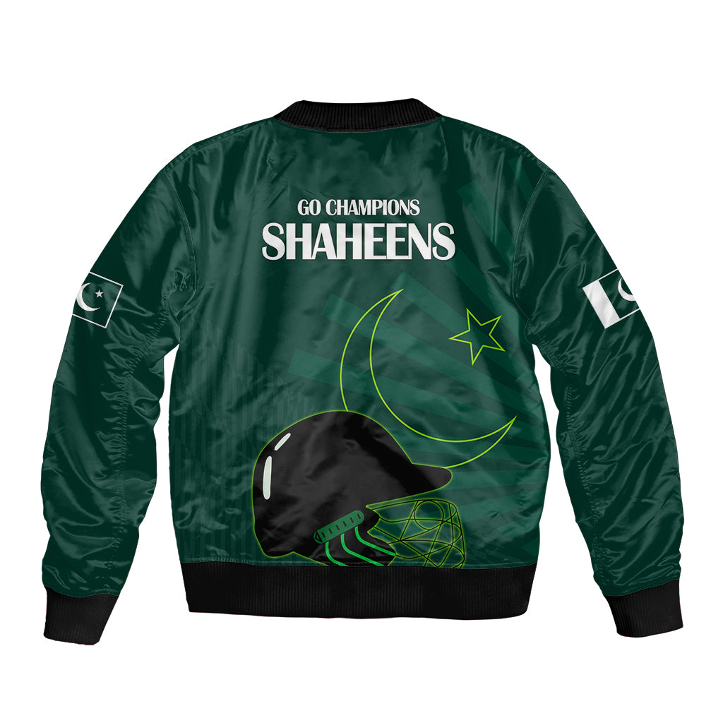 Pakistan Cricket Helmet Sleeve Zip Bomber Jacket Proud Shaheen Falcon Star and Crescent - Wonder Print Shop