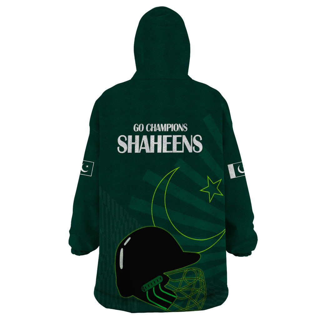 Pakistan Cricket Helmet Wearable Blanket Hoodie Proud Shaheen Falcon Star and Crescent - Wonder Print Shop