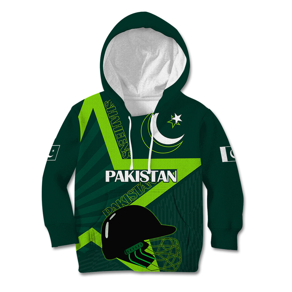 Custom Pakistan Cricket Helmet Kid Hoodie Proud Shaheen Falcon Star and Crescent - Wonder Print Shop
