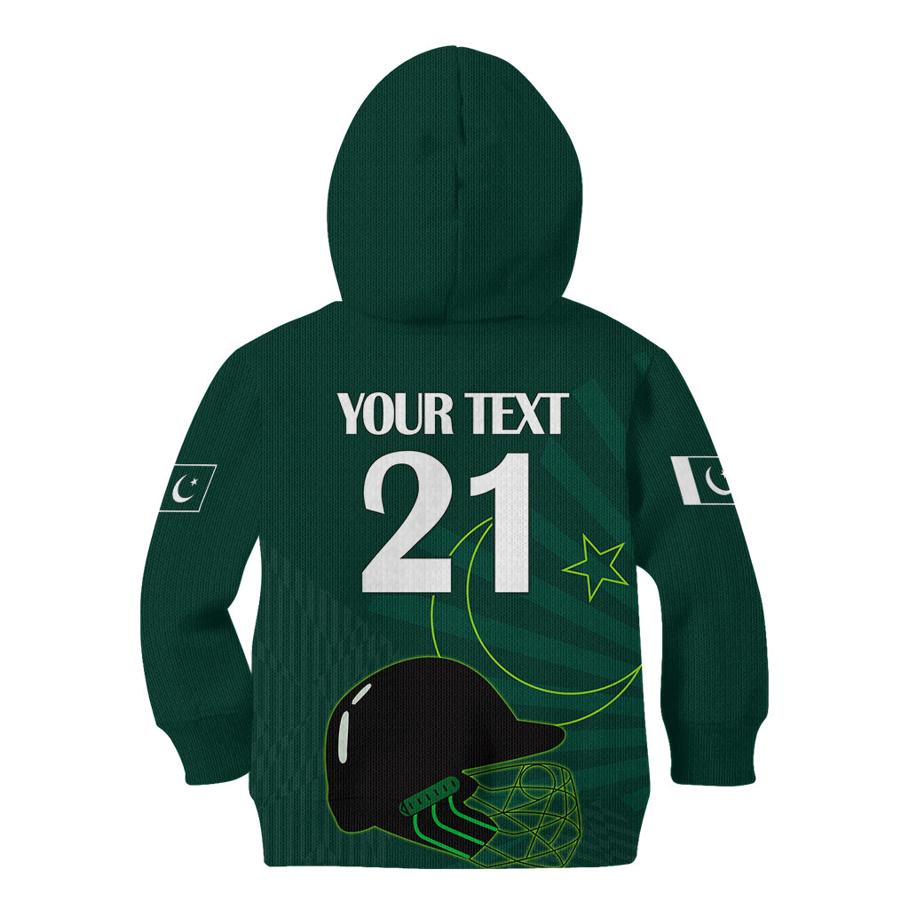 Custom Pakistan Cricket Helmet Kid Hoodie Proud Shaheen Falcon Star and Crescent - Wonder Print Shop