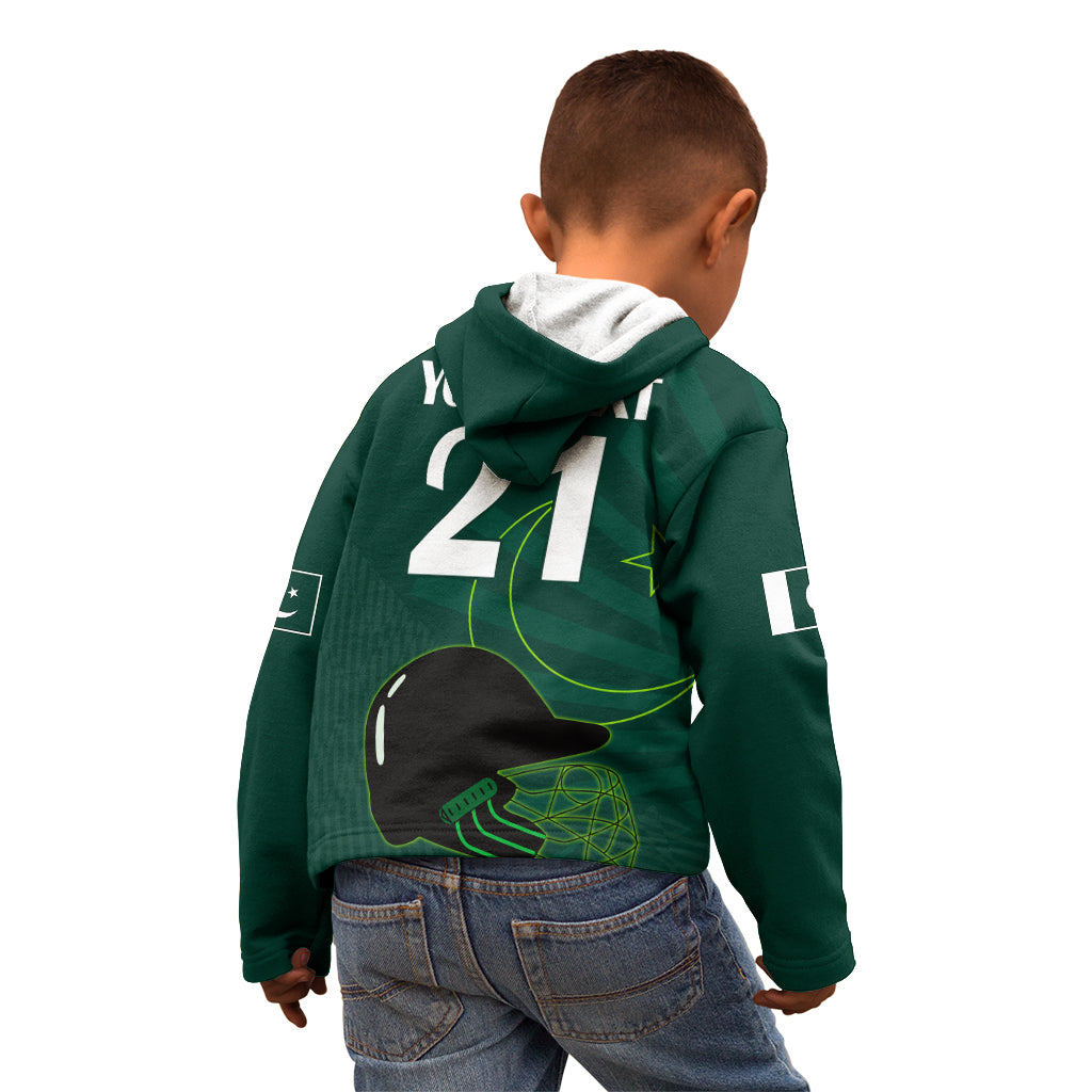 Custom Pakistan Cricket Helmet Kid Hoodie Proud Shaheen Falcon Star and Crescent - Wonder Print Shop