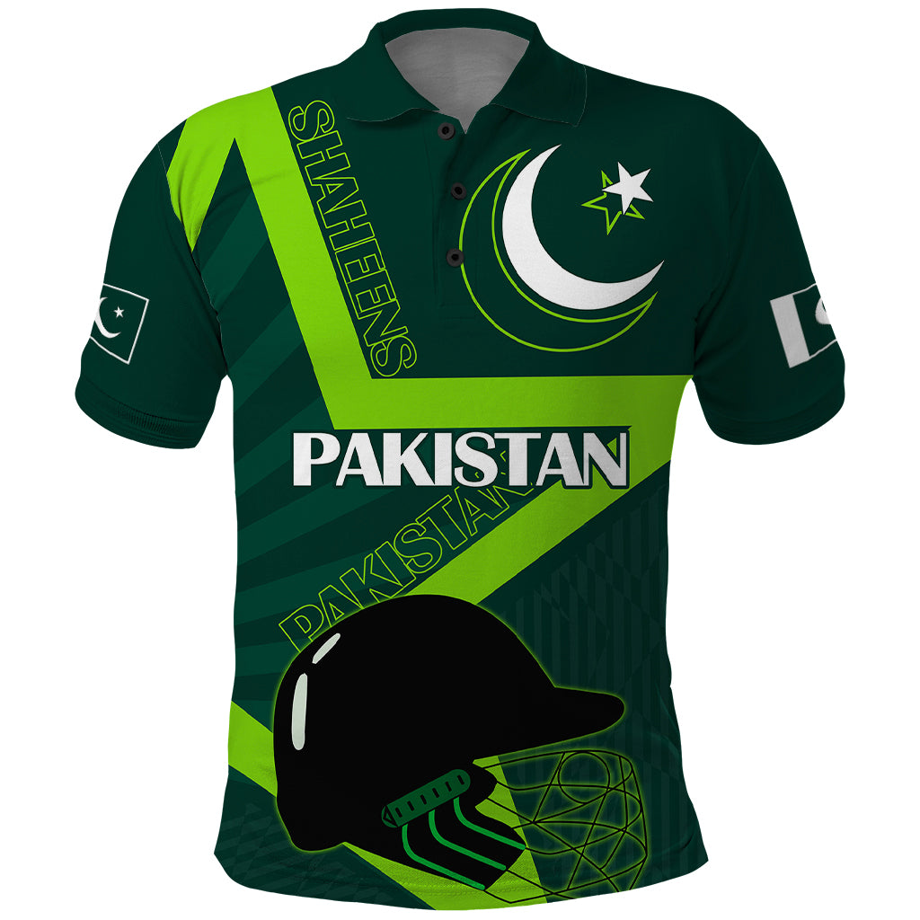 Custom Pakistan Cricket Helmet Polo Shirt Proud Shaheen Falcon Star and Crescent - Wonder Print Shop