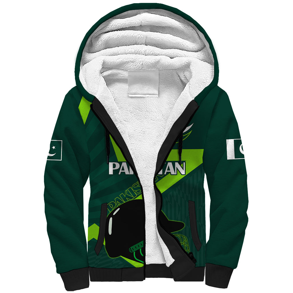 Custom Pakistan Cricket Helmet Sherpa Hoodie Proud Shaheen Falcon Star and Crescent - Wonder Print Shop