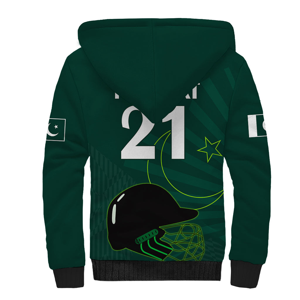 Custom Pakistan Cricket Helmet Sherpa Hoodie Proud Shaheen Falcon Star and Crescent - Wonder Print Shop