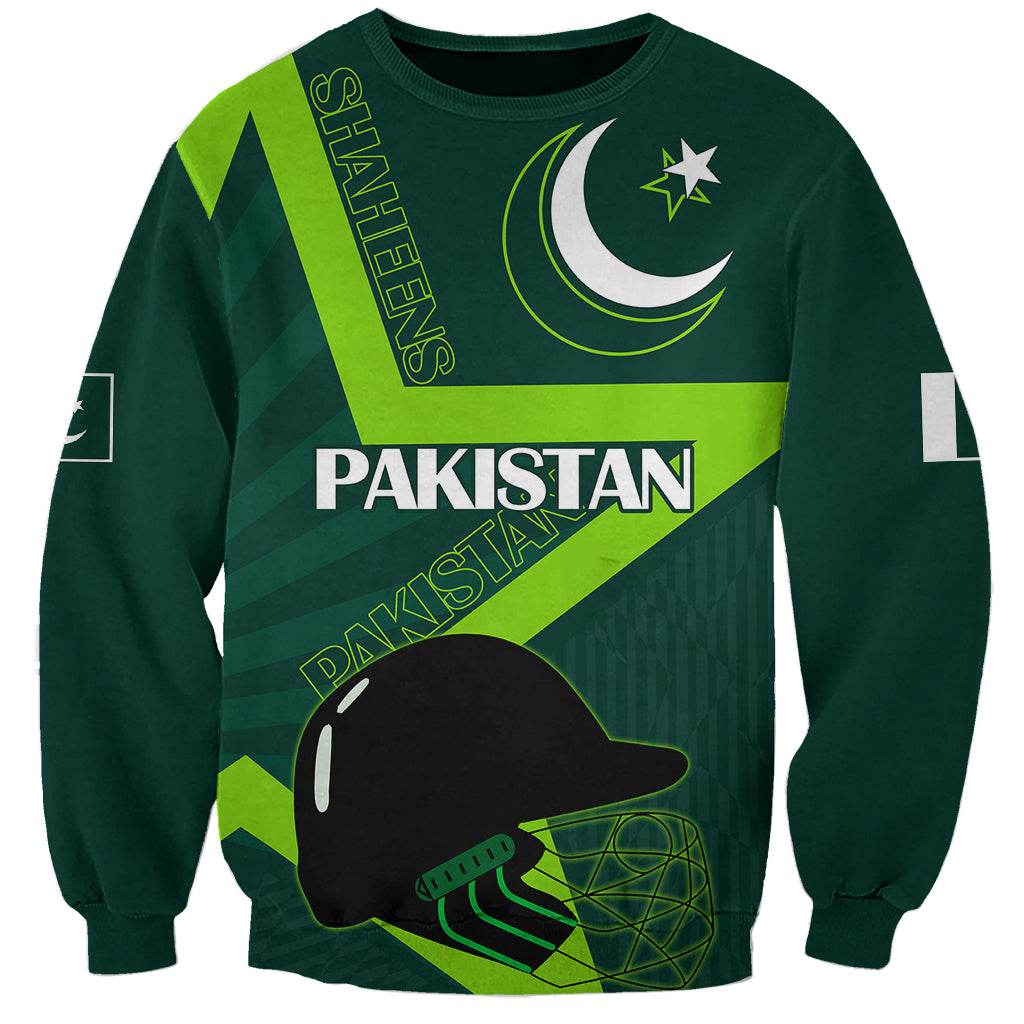 Custom Pakistan Cricket Helmet Sweatshirt Proud Shaheen Falcon Star and Crescent - Wonder Print Shop