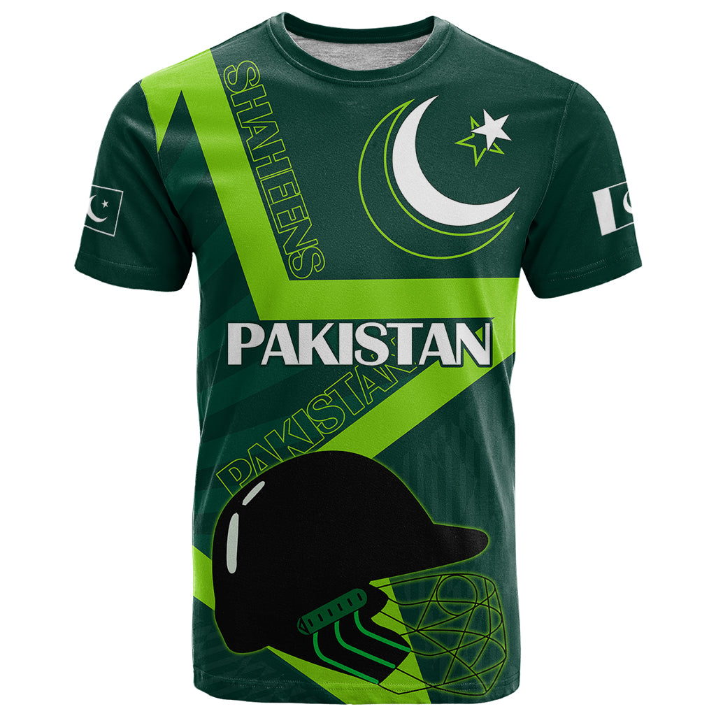 Custom Pakistan Cricket Helmet T Shirt Proud Shaheen Falcon Star and Crescent - Wonder Print Shop