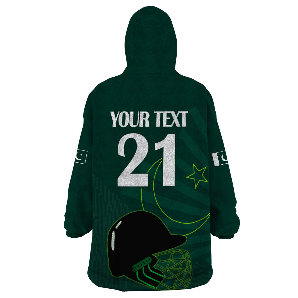 Custom Pakistan Cricket Helmet Wearable Blanket Hoodie Proud Shaheen Falcon Star and Crescent - Wonder Print Shop