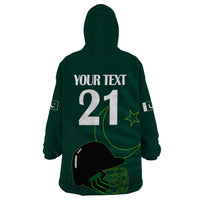 Custom Pakistan Cricket Helmet Wearable Blanket Hoodie Proud Shaheen Falcon Star and Crescent - Wonder Print Shop