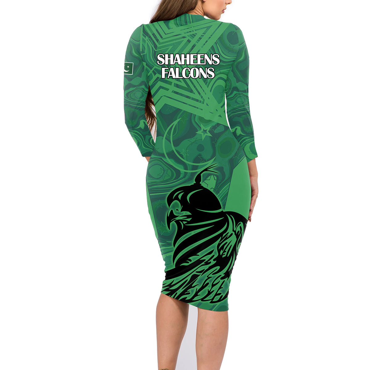 Pakistan Cricket Family Matching Long Sleeve Bodycon Dress and Hawaiian Shirt Go Falcon World Cup 2023 Sporty Style LT9 - Wonder Print Shop
