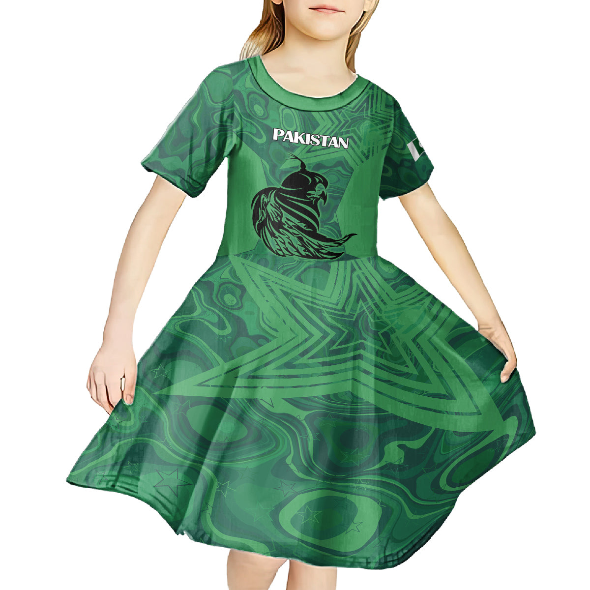 Pakistan Cricket Kid Short Sleeve Dress Go Falcon World Cup 2023 Sporty Style - Wonder Print Shop