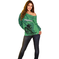 Pakistan Cricket Off Shoulder Sweater Go Falcon World Cup 2023 Sporty Style - Wonder Print Shop
