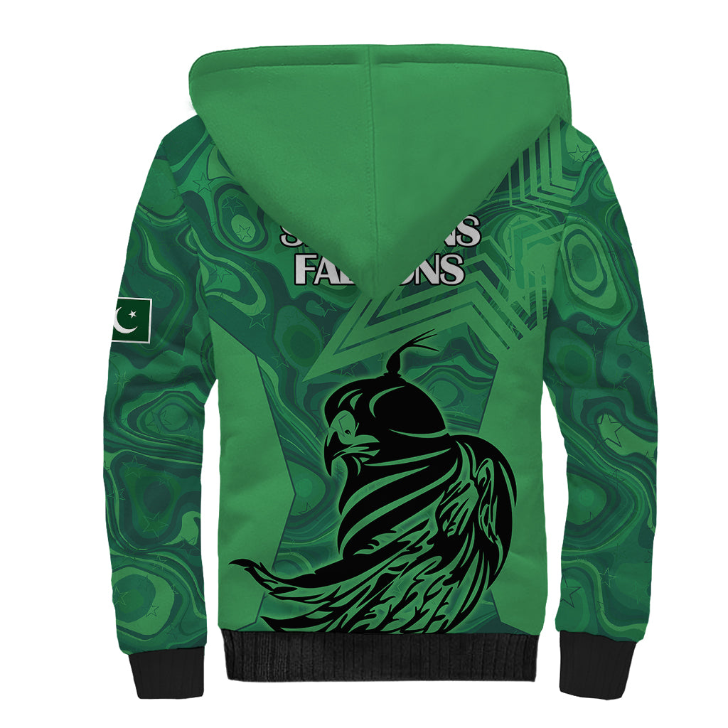 Pakistan Cricket Sherpa Hoodie Go Falcon World Cup 2023 Sporty Style - Wonder Print Shop