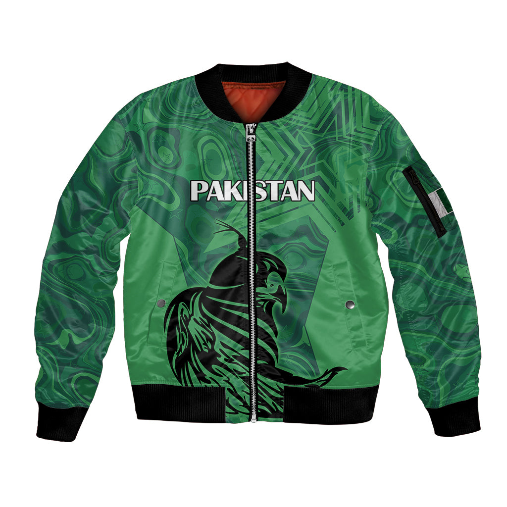 Pakistan Cricket Sleeve Zip Bomber Jacket Go Falcon World Cup 2023 Sporty Style - Wonder Print Shop