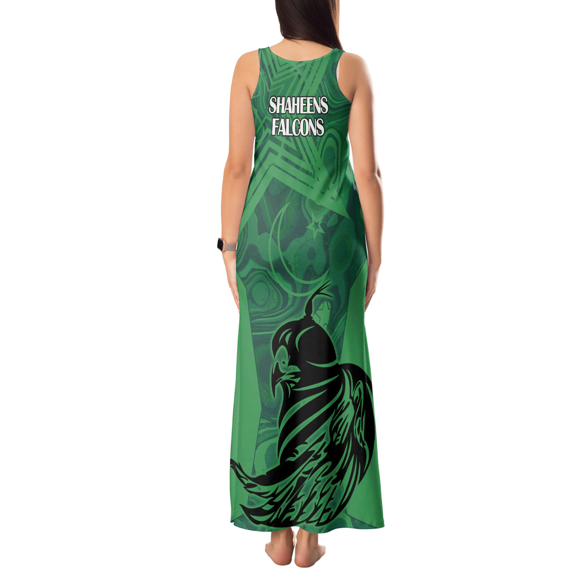 Pakistan Cricket Tank Maxi Dress Go Falcon World Cup 2023 Sporty Style - Wonder Print Shop
