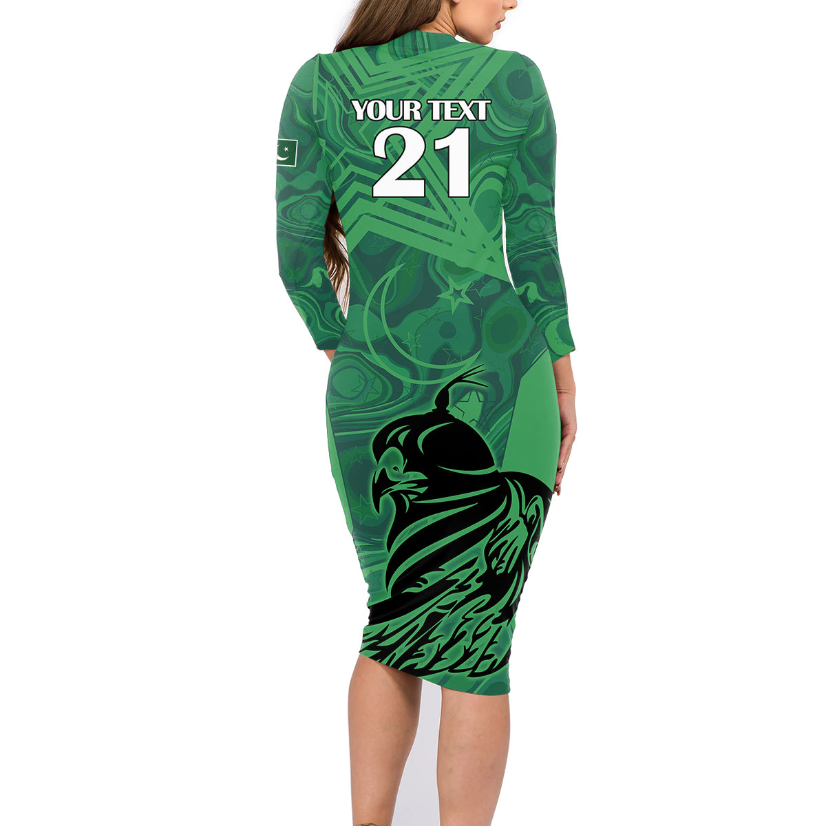 Custom Pakistan Cricket Family Matching Long Sleeve Bodycon Dress and Hawaiian Shirt Go Falcon World Cup 2023 Sporty Style LT9 - Wonder Print Shop