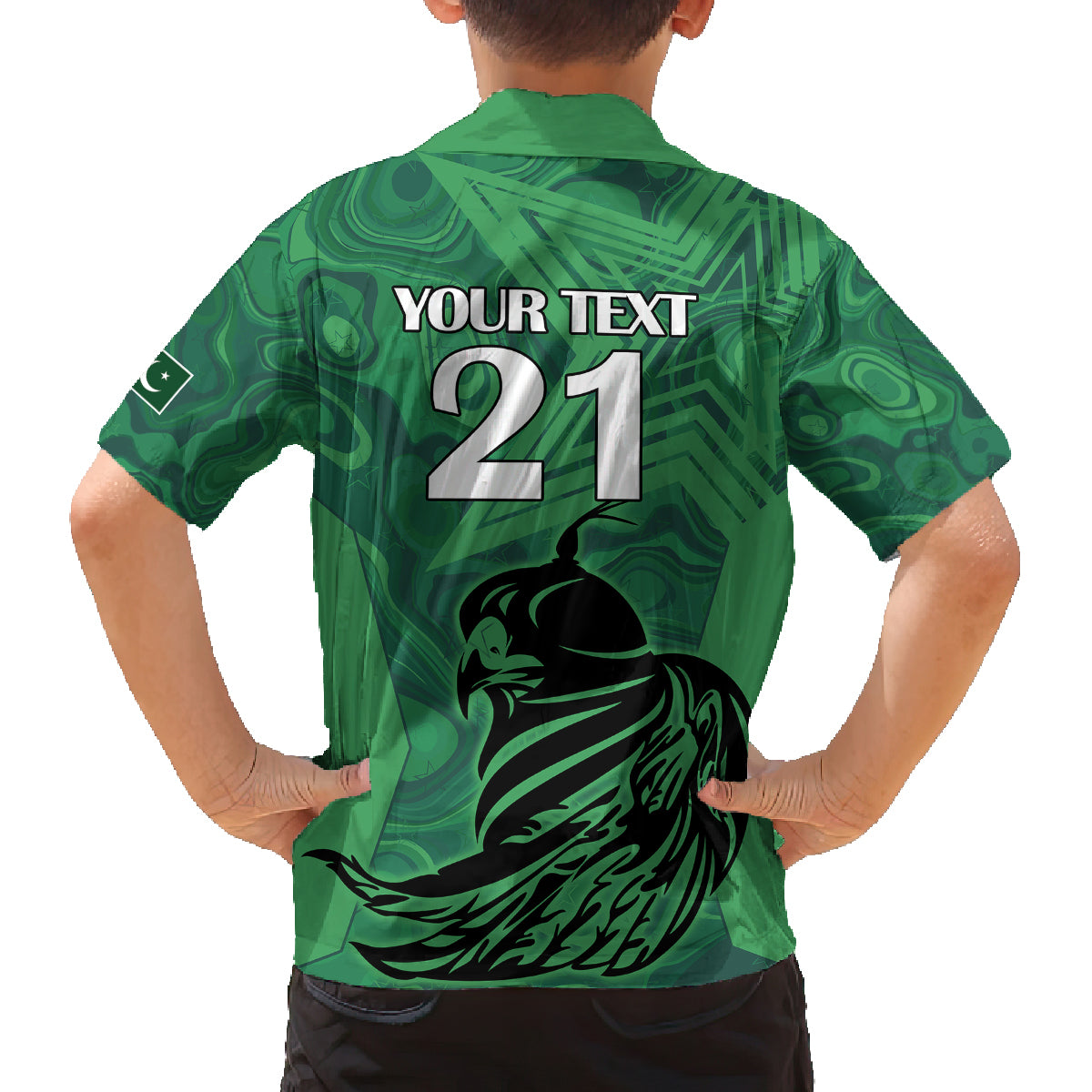Custom Pakistan Cricket Family Matching Off Shoulder Long Sleeve Dress and Hawaiian Shirt Go Falcon World Cup 2023 Sporty Style - Wonder Print Shop