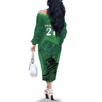 Custom Pakistan Cricket Family Matching Off Shoulder Long Sleeve Dress and Hawaiian Shirt Go Falcon World Cup 2023 Sporty Style - Wonder Print Shop