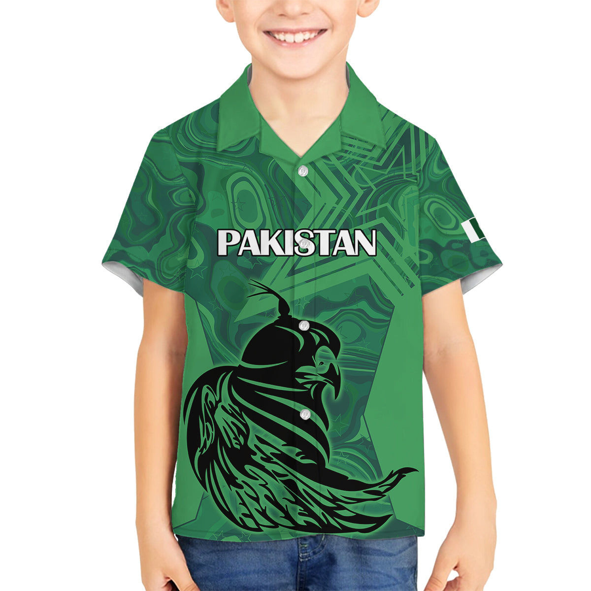 Custom Pakistan Cricket Family Matching Off Shoulder Maxi Dress and Hawaiian Shirt Go Falcon World Cup 2023 Sporty Style LT9 - Wonder Print Shop