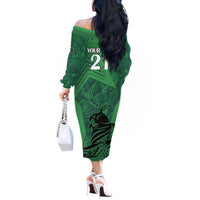 Custom Pakistan Cricket Off The Shoulder Long Sleeve Dress Go Falcon World Cup 2023 Sporty Style - Wonder Print Shop