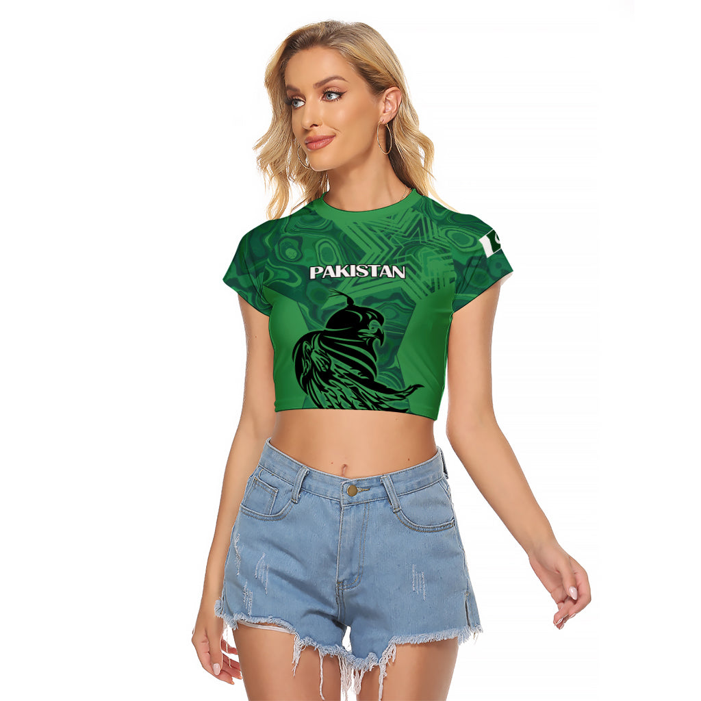 Custom Pakistan Cricket Raglan Cropped T Shirt Go Falcon World Cup 2023 Sporty Style - Wonder Print Shop