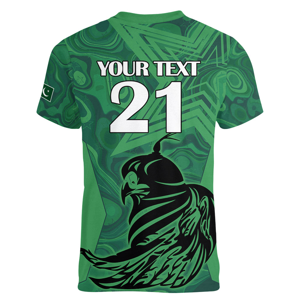 Custom Pakistan Cricket Women V Neck T Shirt Go Falcon World Cup 2023 Sporty Style - Wonder Print Shop