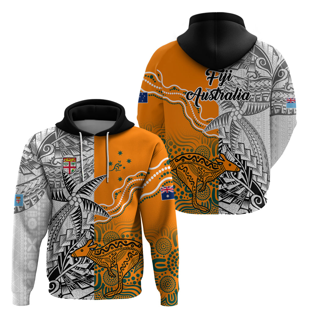 Fiji Australia Rugby Hoodie World Cup 2023 Polynesia Tapa Mixed Indigenous Aboriginal - Wonder Print Shop