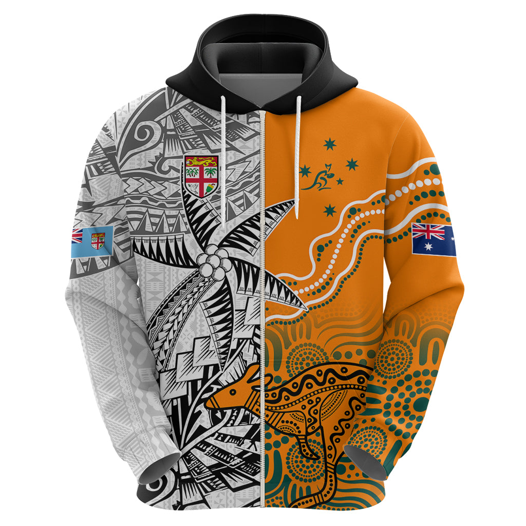 Fiji Australia Rugby Hoodie World Cup 2023 Polynesia Tapa Mixed Indigenous Aboriginal - Wonder Print Shop