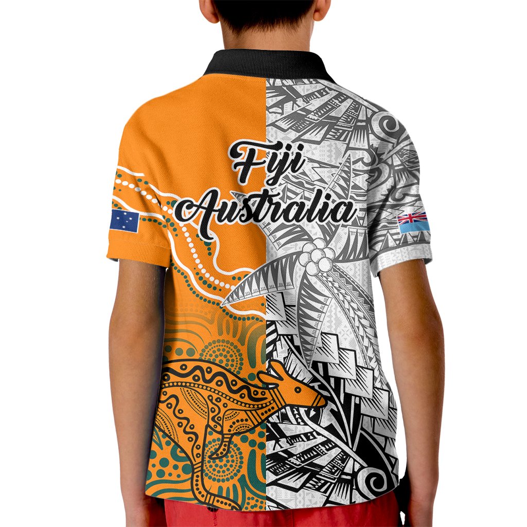 Fiji Australia Rugby Kid Polo Shirt World Cup 2023 Polynesia Tapa Mixed Indigenous Aboriginal - Wonder Print Shop