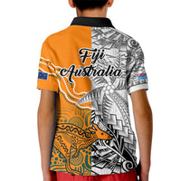 Fiji Australia Rugby Kid Polo Shirt World Cup 2023 Polynesia Tapa Mixed Indigenous Aboriginal - Wonder Print Shop