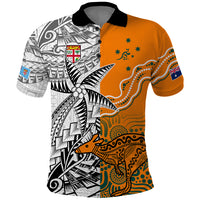 Fiji Australia Rugby Polo Shirt World Cup 2023 Polynesia Tapa Mixed Indigenous Aboriginal - Wonder Print Shop