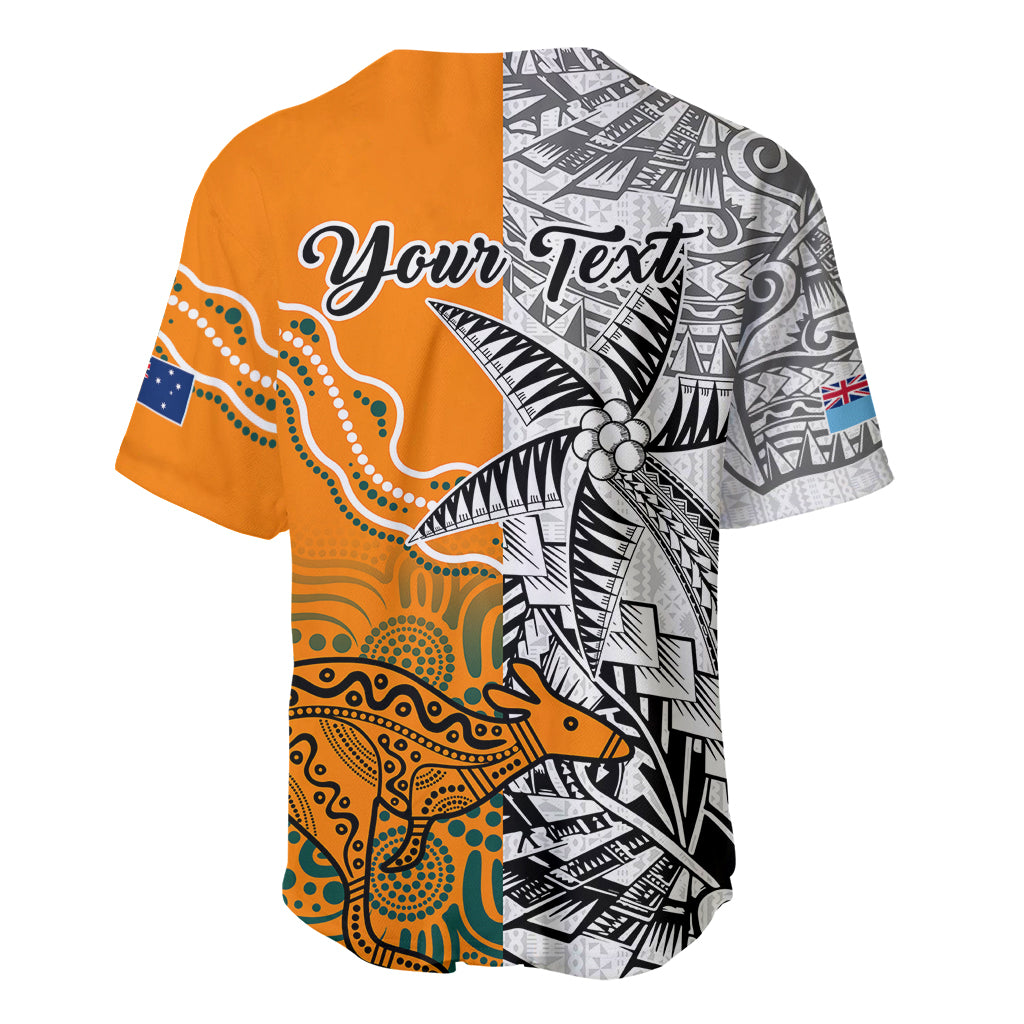 Personalised Fiji Australia Rugby Baseball Jersey World Cup 2023 Polynesia Tapa Mixed Indigenous Aboriginal LT9 - Wonder Print Shop