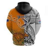 Personalised Fiji Australia Rugby Hoodie World Cup 2023 Polynesia Tapa Mixed Indigenous Aboriginal - Wonder Print Shop