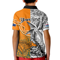 Personalised Fiji Australia Rugby Kid Polo Shirt World Cup 2023 Polynesia Tapa Mixed Indigenous Aboriginal - Wonder Print Shop
