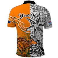 Personalised Fiji Australia Rugby Polo Shirt World Cup 2023 Polynesia Tapa Mixed Indigenous Aboriginal - Wonder Print Shop