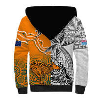 Personalised Fiji Australia Rugby Sherpa Hoodie World Cup 2023 Polynesia Tapa Mixed Indigenous Aboriginal - Wonder Print Shop