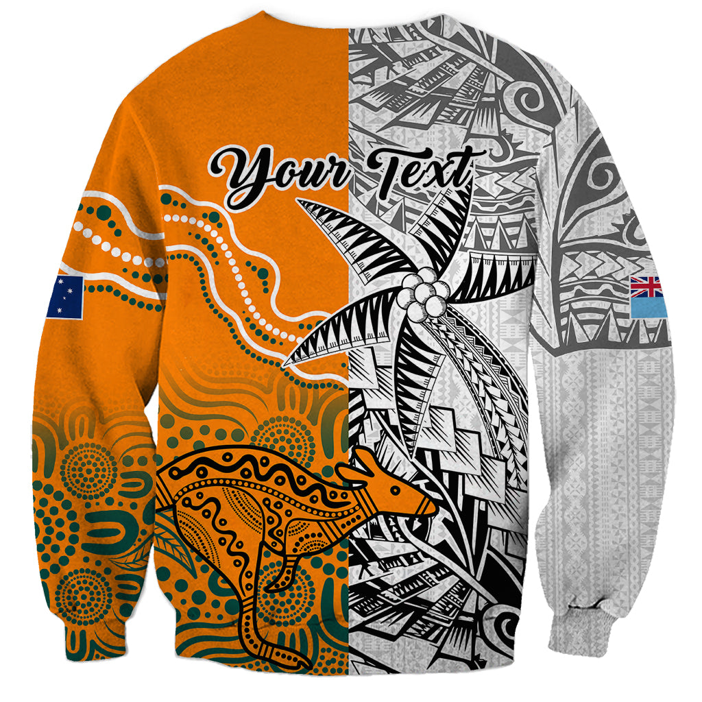 Personalised Fiji Australia Rugby Sweatshirt World Cup 2023 Polynesia Tapa Mixed Indigenous Aboriginal - Wonder Print Shop