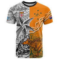 Personalised Fiji Australia Rugby T Shirt World Cup 2023 Polynesia Tapa Mixed Indigenous Aboriginal - Wonder Print Shop